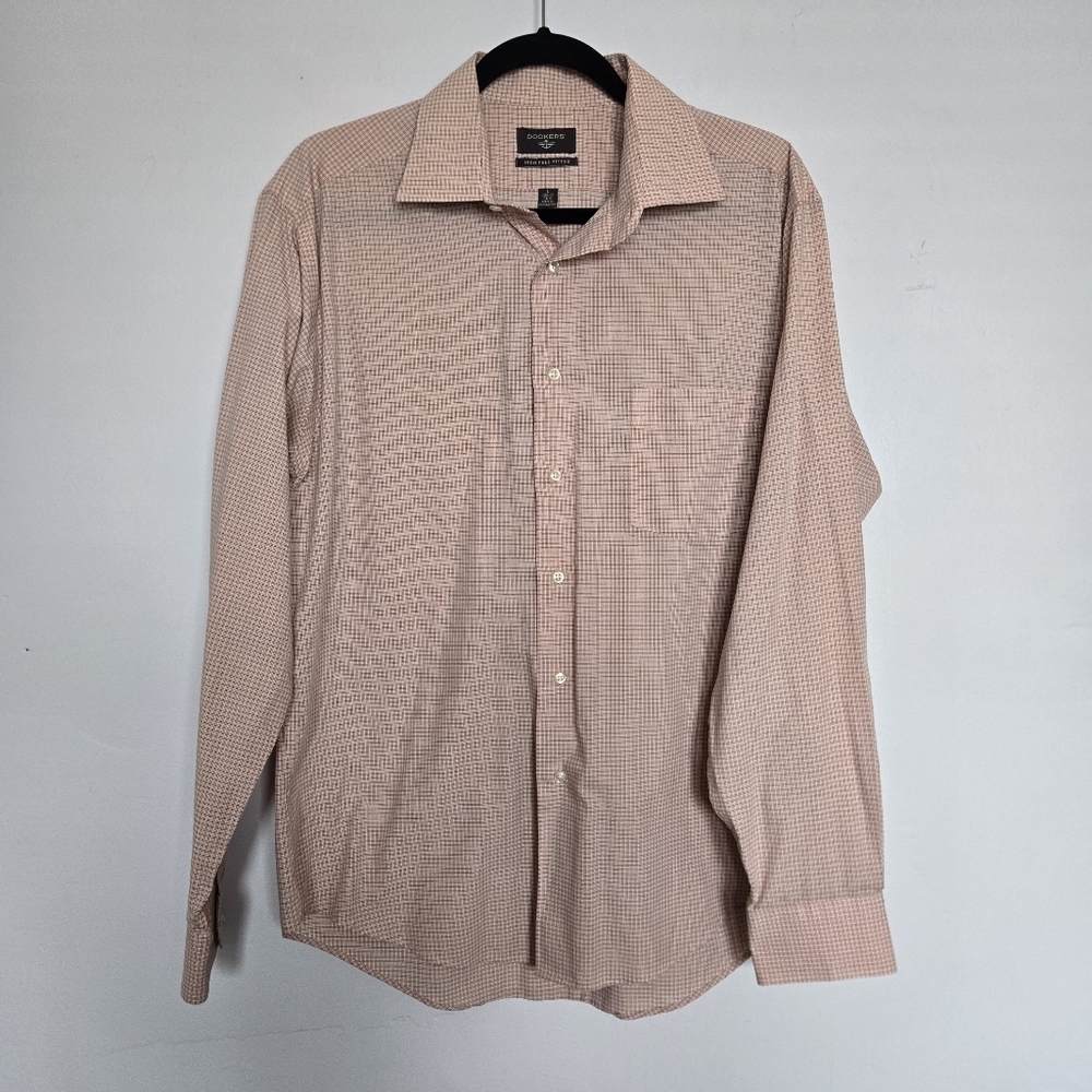 Dockers Iron Free Fitted Men's Orange Checkered Shirt